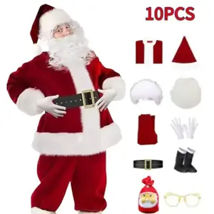 Santa Claus Gold Velvet Set Christmas Warm Clothing Men's Christmas Clothing Adult Role Playing ClothingRAIMENTRY