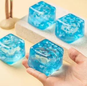 Snowflakes Ice Cube Water Drop Squeeze Toy in Blue,  Stress Relief Ball Ice Cube Squeeze Fun，Gift Toy - Sensory Toy Stress Relief Squeeze Fun -Stress-Reducing Blocks Relaxing and Fun Squeeze Toy Gift for Stress Relief,Summervibes Gift for Kids