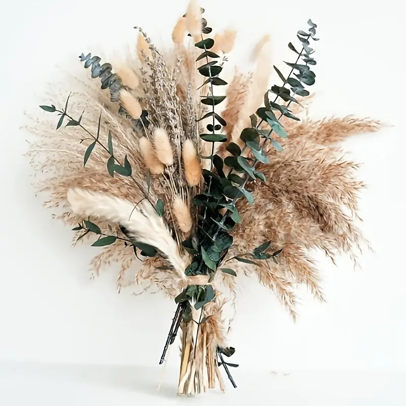 Silky Boho Chic Decorative Dried Flower Bouquet – Pampas Grass, Lavender & Eucalyptus Combo, Natural Preserved Home Decor, Perfect for Vases, Shelves & Tables, Adds Warm Rustic Charm to Living Room, Bedroom & Wedding, Long-Lasting No Maintenance