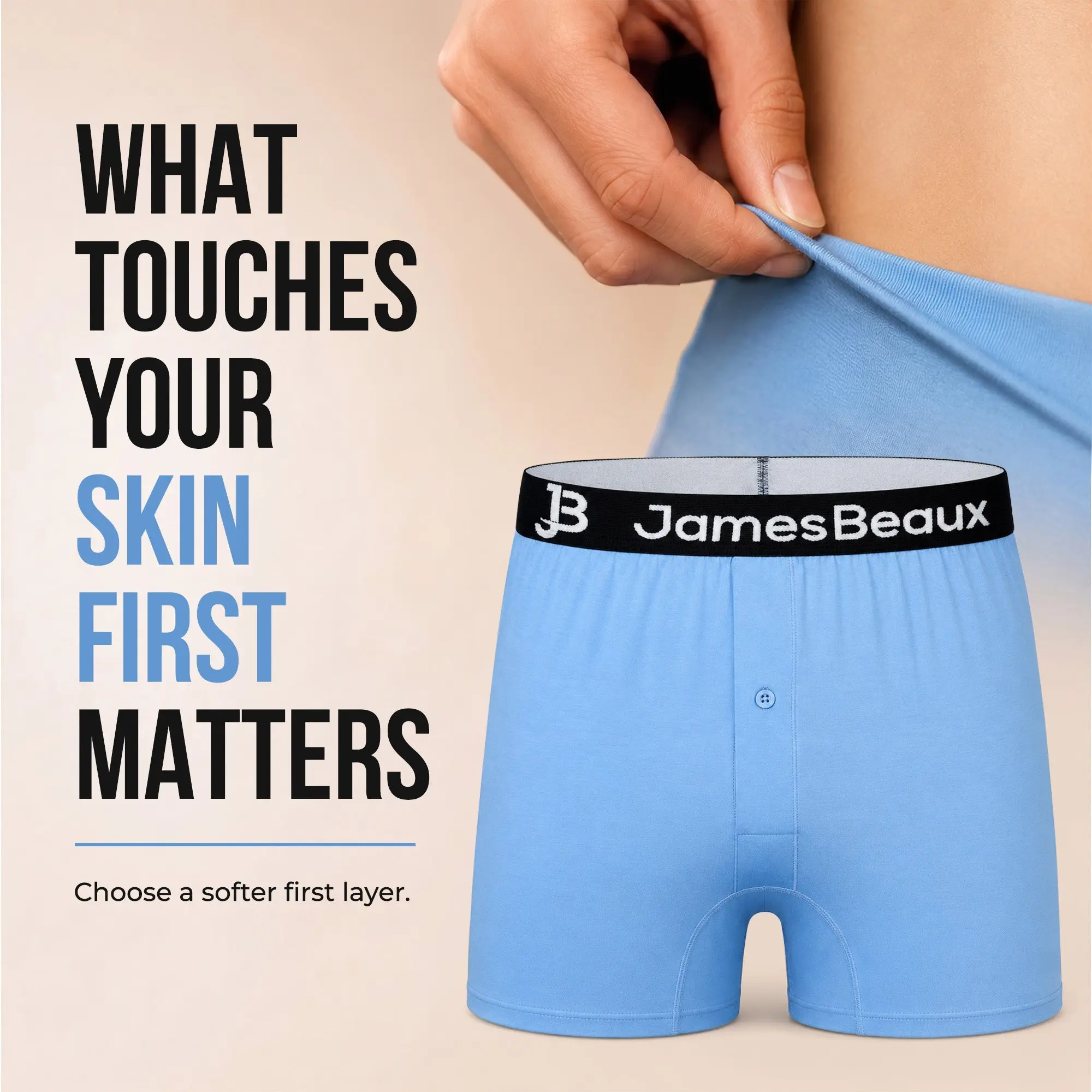 Men's Bamboo Boxer Shorts - Athletic Menswear with Stretch Fabric, Anti-Chafe, Breathable, Sweat-Wicking Underwear (Blue), Activewear, Sports Clothes, Bamboo Blend, Stay-In-Place, No-Ride-Up Fit, Spandex, Viscose, Plain, Elastane, Durable, Standard, Low R