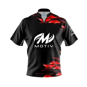 Motiv Red Luxury Strikes Quick Ship CoolWick Sash Zip Bowling Jersey