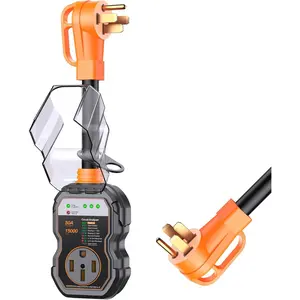 Surge Protectors 50 Amp, 15000 Joules RV Circuit Analyzer, IP68 Surge Voltage Protection, RV Adapter Plug for Camper (Orange)