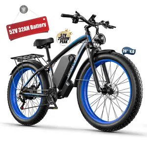 GAMVIRE V7 24''/26" Ebike for Adults Electric, Peak 2000W/2500W E-Bike, 52V19.2AH/32Ah, Max 40MPH&100Miles, Hydraulic Disc Brake, Off Road Snow Mountain Pedal Assist E-Bikes, Fat Tire Fast E-Bicycle, UL Certified