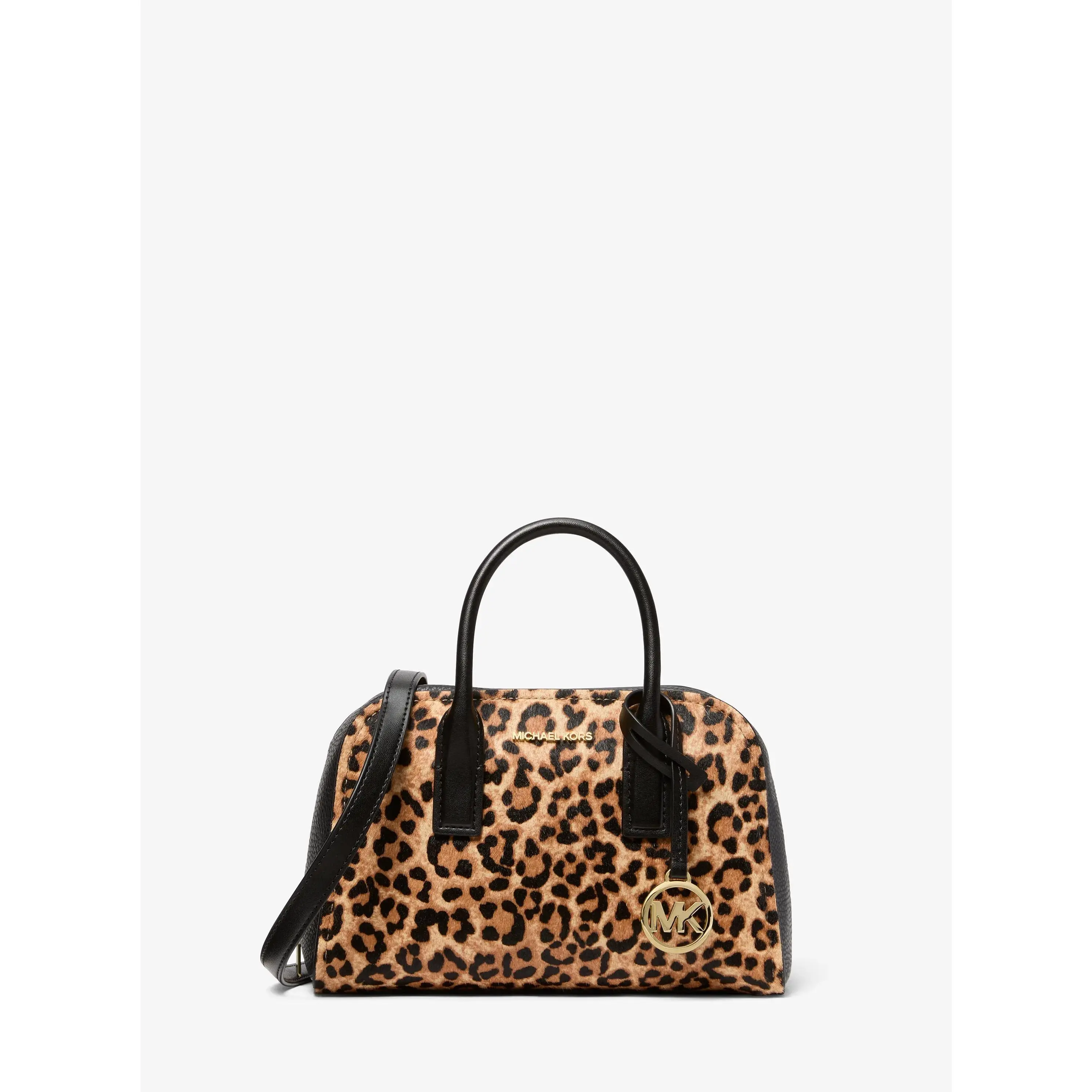 Ashton Small Leopard Print Calf Hair Messenger Bag