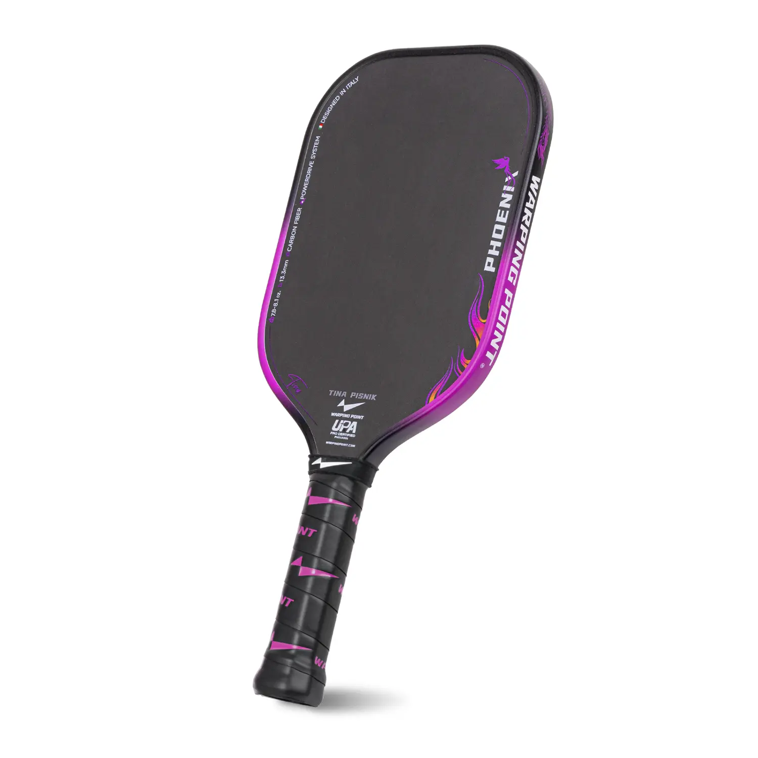 Warping Point Tina Pisnik Phoenix Pickleball Paddle, UPA-A  Approved, Raw T700 Carbon Fiber, 16MM & 13.3MM PowerDrive System for Power & Precise Control, Endura Friction Surface for Ultimate Spin