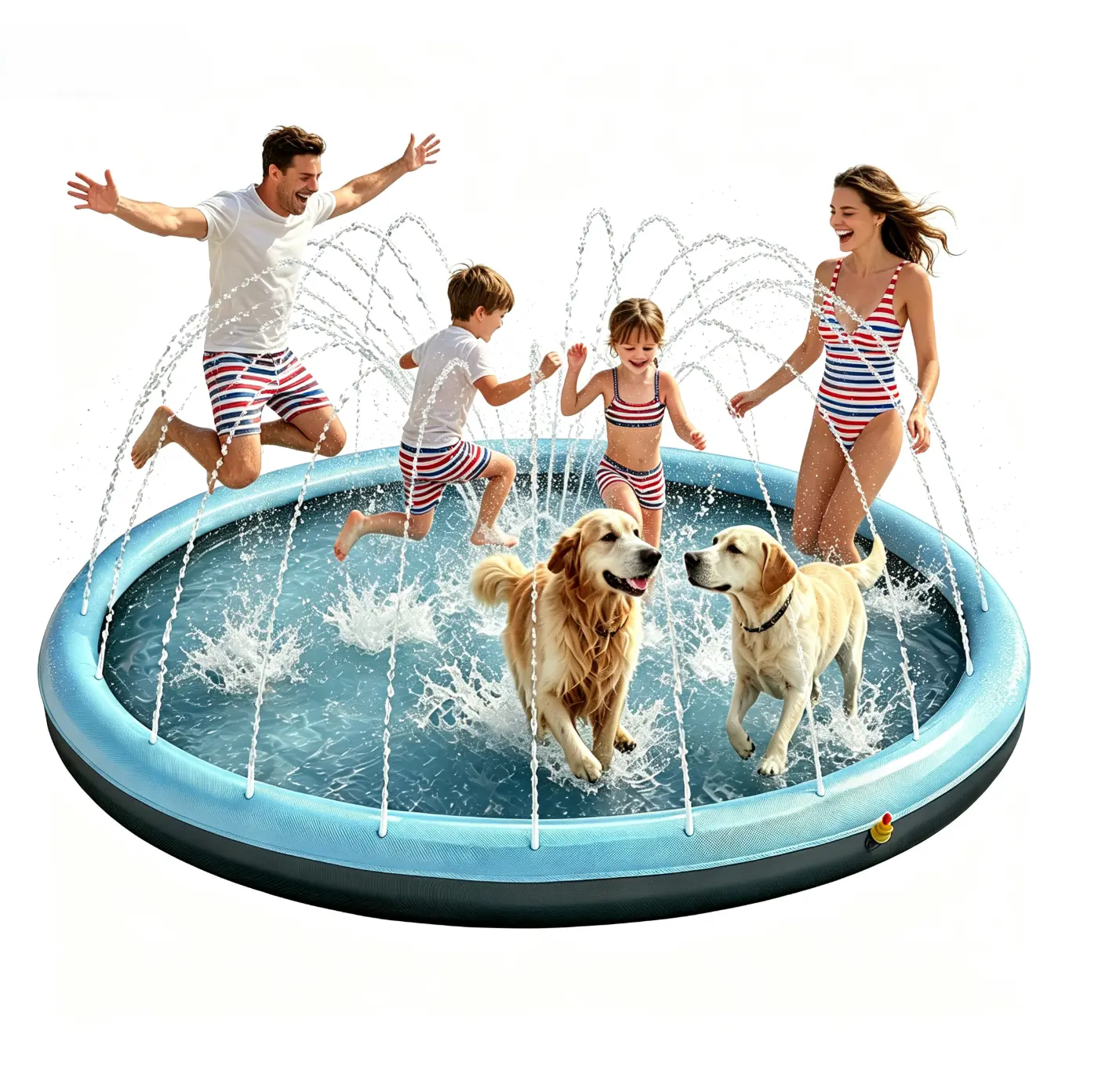 Summerwins Dog Splash Pad Sprinkler - 59in Foldable, Non-Slip, Scratch-Proof, Durable Pet Wading Pool with Thick Edges, Eco-Friendly, Easy to Store, 4 Sizes for All Breeds, Ideal for Backyard Water Fun, 67In