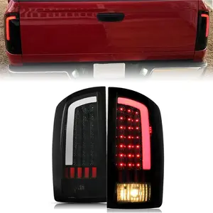KQQIO Tail Light LED Compatible with 2002-2006 Dodge Ram 1500/2003-2006 Dodge Ram 2500 3500 LED Tube Bar Brake Turn Signal Lamp Taillight LH RH Pair(Smoke Lens & Black Housing)