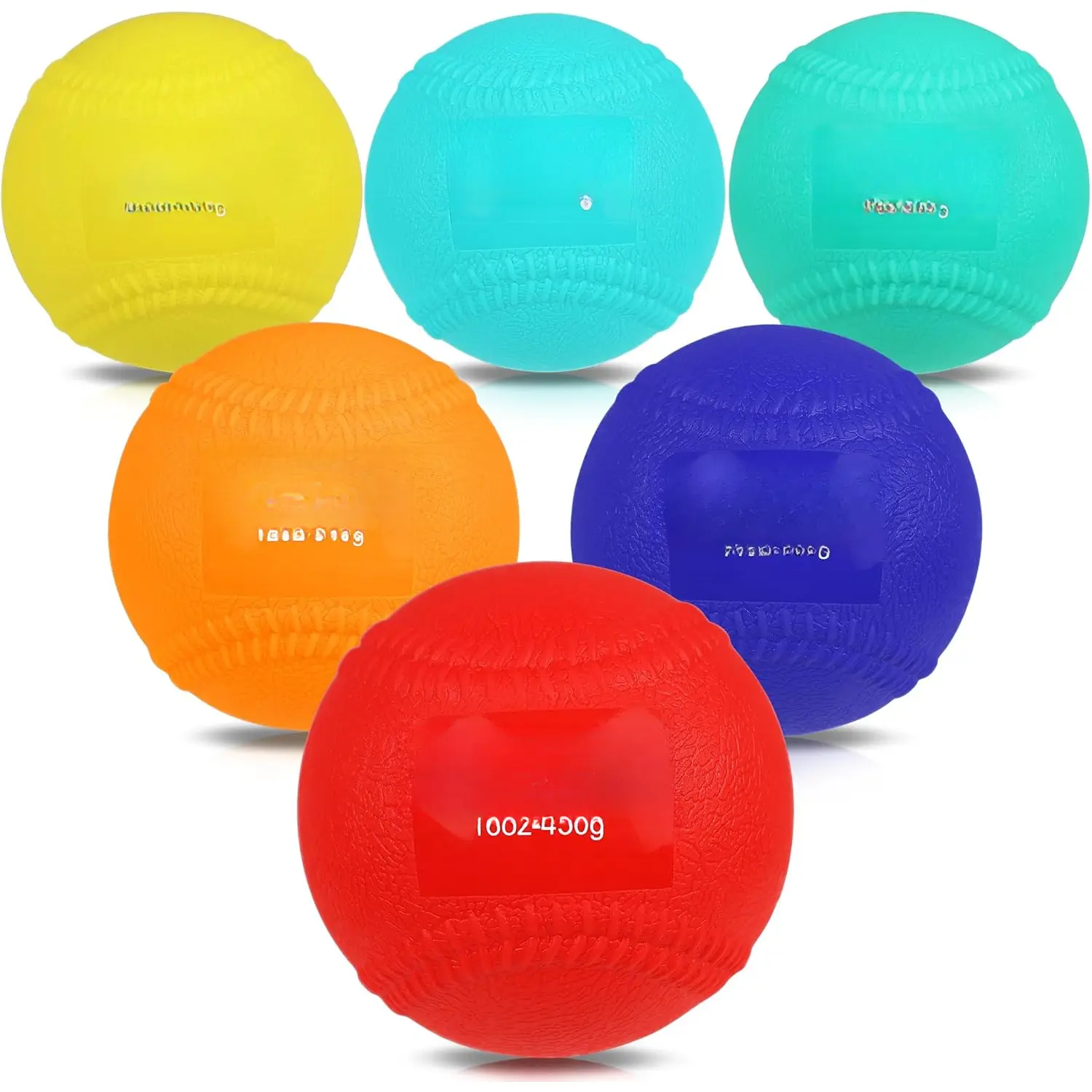 6 Pack Weighted Plyo Balls Set (3.5-16 oz) for Baseball & Softball  - Improve Power, Pitching, Hitting -  for Yoga, Fitness, Plyometrics - All Skill Levels