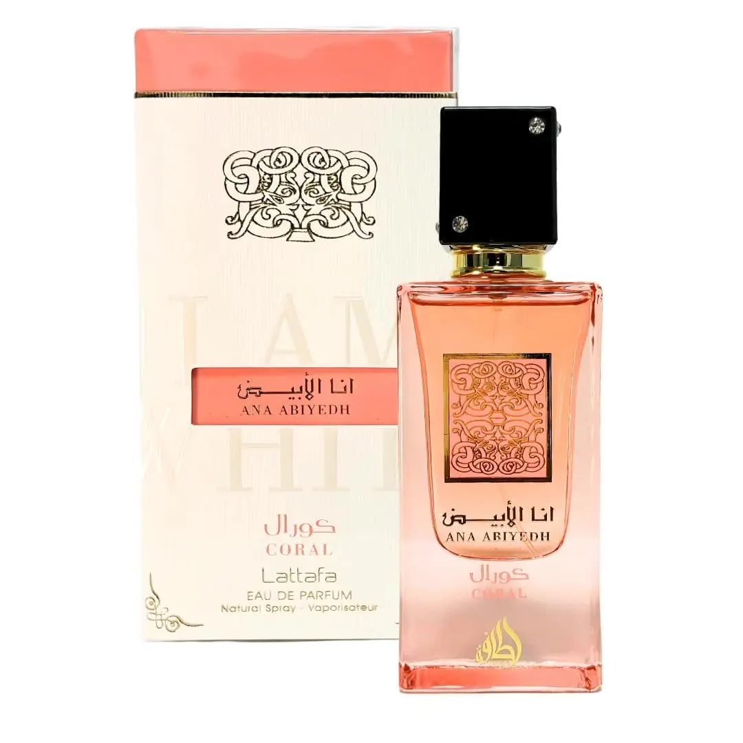 Lattafa Ana Abiyedh Coral Eau de Parfum Spray for Unisex 3.4 Oz Perfume Cologne Fragrance Fruity Coconut Vanilla Aquatic
