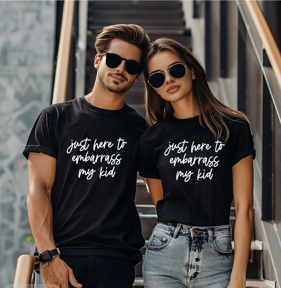 Just here to embarrass my kid shirt, trendy parents shirt, made in and shipped from Alabama