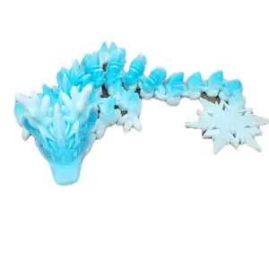 Baby Winter Dragon 3D Printed Fidget Toy - Snowflake Dragon Design - 12 Inches Long - Ideal for Gifts & Desk Buddies - Fun Decor for Any Space