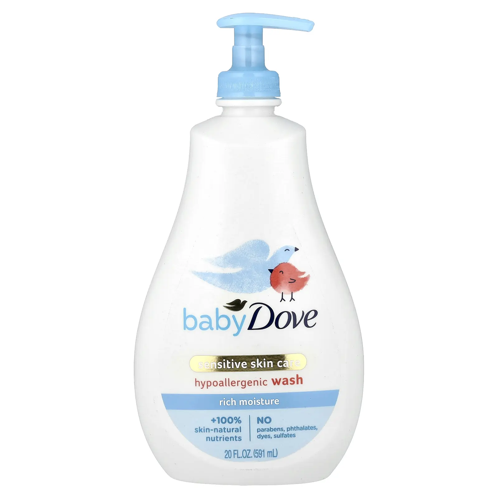 Dove Baby, Sensitive Skin Care, Hypoallergenic Wash, Rich Moisture, 20 fl oz (591 ml)