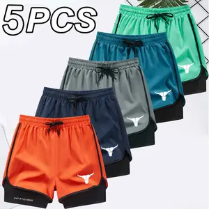 5 Pack Men's 2-in-1 Running Shorts with Liner, Quick Dry Gym Workout Shorts for Men with Pockets, Lightweight Athletic Training Shorts for Fitness, Basketball, Jogging, Casual Wear