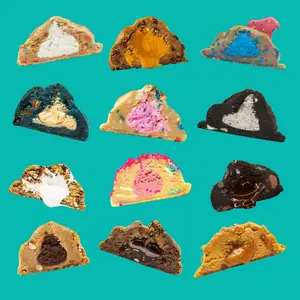 Fat & Weird Favorites Pack 12/24ct - Mega Stuffed Chocolate Cookie & White Chocolate Cookie Snack Bites Soft Treats Cookie Dough Cake US