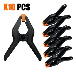 10-Pack Heavy-Duty Spring Clamps, 5LB Force Fiberglass Reinforced Nylon Quick-Release Clamps with 1.5” Jaw & Swivel Pads for Woodworking, Photography, DIY Crafts