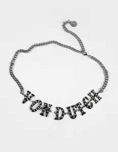 VON DUTCH Rhinestone Womens Chain Belt, Gunmetal