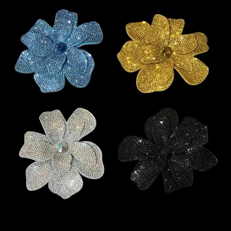 Beaded Rhinestone Flower Sew-On Patch Embellishment for Clothing, Tops
