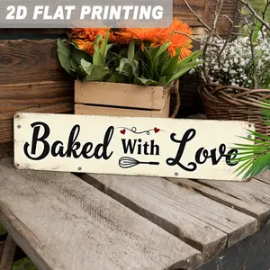 Vintage Farmhouse Metal Wall Sign "Baked with Love" Heart Kitchen Decor - Rustic Hanging Plaque Suitable for Entryway, Farmhouse Home, Mother's Day Decoration, Hanging for Kitchen & Entryway Déco