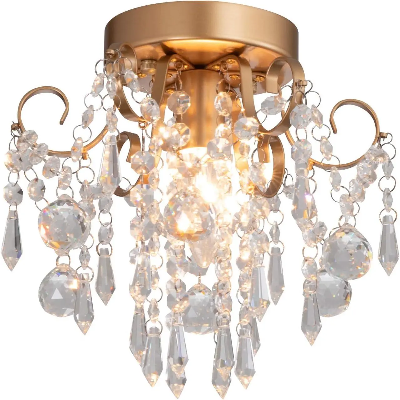 Mini Chandelier  Ceiling Light,Small Flush Mount  Light Fixture for Entryway Bedroom Barthroom Hallway Closet E26
