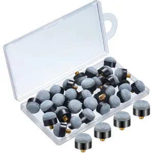 30 count Billiard Pool Cues Sticks Screw on Tip 12/13 mm Nylon Ferrules Replacement Billiard Screw in Cue Tips Pool Sticks Accessories