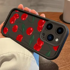 JIACC Sweetty Cherry Pattern TPU Phone Case for iPhone 17 ProMax 16 15 14 13 12 11 XS XR Plus Air Shockproof, drop-resistant, and durable silicone phone case