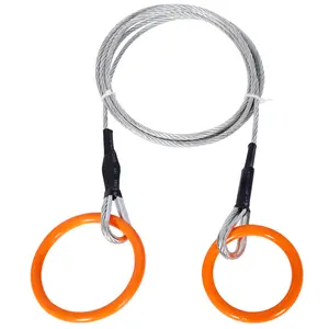 Heavy-Duty Metal Drop Forge Log Choker Cable, 10ft Long, with Powder Coat Tow Ring, Ball Fitting, 2 Rings, Hand Tool for Log Handling, Two Rings