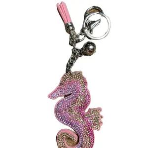 Pink and Brown Seahorse Keychain, Multi-Use Keychain Bag Pendant, Fashion Costume Jewelry Backpack Accessory