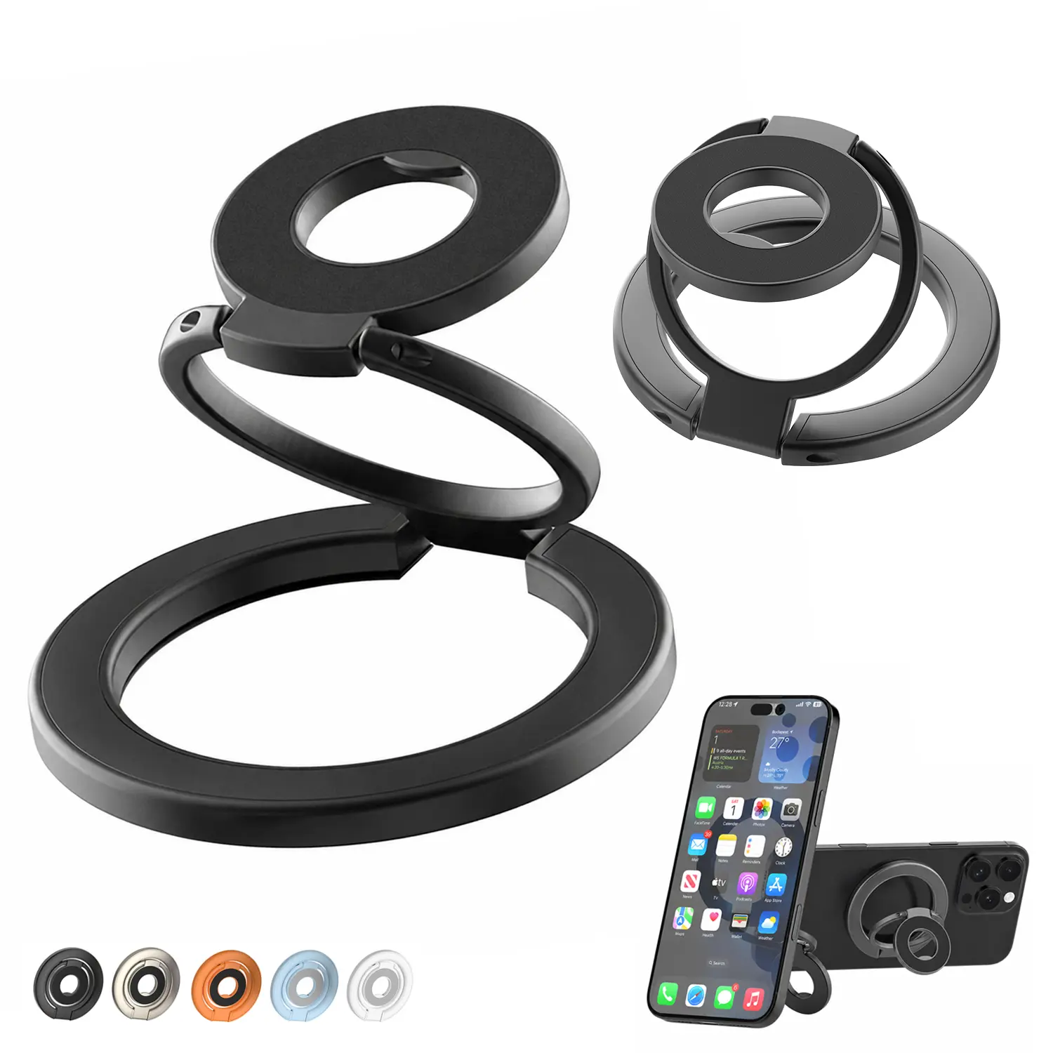 Mag Safe Phone Grip for iPhone 17 Pro Max Apple MagSafe Kickstand, Magnetic Finger Ring Holder, Double-Sided Magnet, 360° Rotation, Foldable Magnetic Grip Metal Loop Stand MagSafe Car Mount, iPhone 17e/Air/17Pro/16e/16 Pro Max/15/14/13/12
