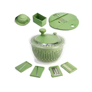 pukomc  5-in-1 Salad Spinner & Veggie Cutter w/Stainless Steel Blades – Washer & Prep Tool - Ultimate Kitchen Utensils Set for Fruits & Vegetables