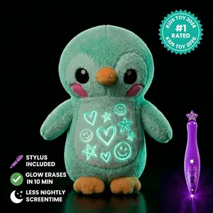 Magic Light-Up Drawing Plush - Interactive Glow in Dark Stuffed Animal with Pen, Rechargeable Night Light Toy for Kids Toddlers, Best 2026 Birthday Gift