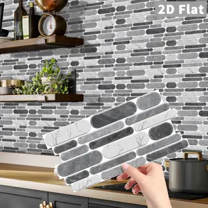 12/24/48 Piece Peel-Off Square Tile Stickers, Waterproof Oil-Resistant Marble Pattern PVC, Ideal for Kitchen Bathroom Furniture