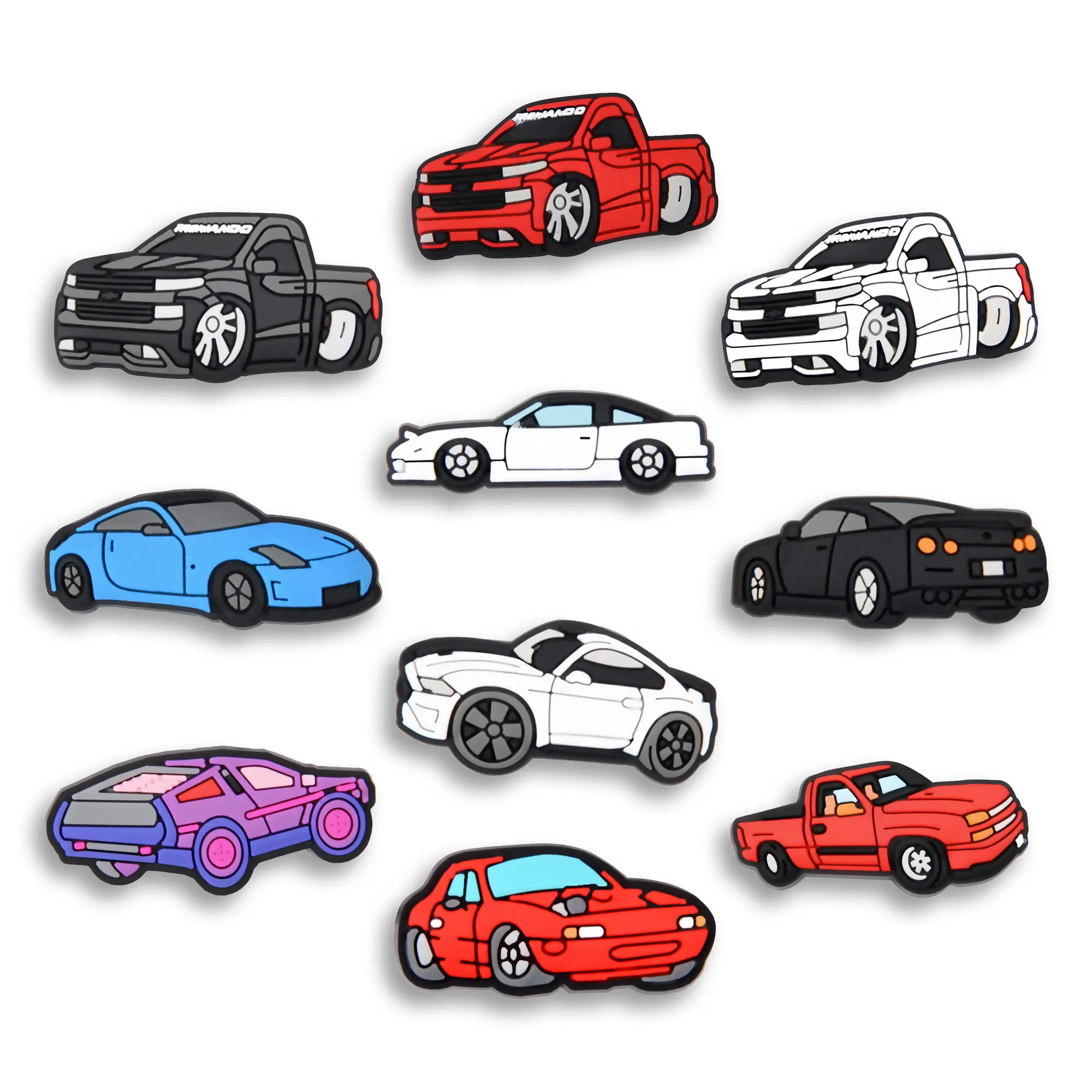 Car Black Croc Charm 10PCS PVC Clog Pins Accessories Party Favors Birthday Gifts Holidays Decoration for Boys Women Girls