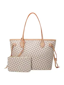 Fashionable Geometric Pattern Tote Bag & Wallet Set, Work Commuter Bags for Women, Large Capacity Shoulder Bag & Wallet, Casual Trendy Versatile High-quality Daily Commuting Unique Bags Set, Mother's Day Gift