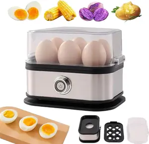 New Electric Egg Cooker 6 Egg Capacity BPA free Electric Egg Cooker for Hard Boiled Eggs, Poached Eggs, Scrambled Eggs, or Omelets, Auto Shut Off Feature