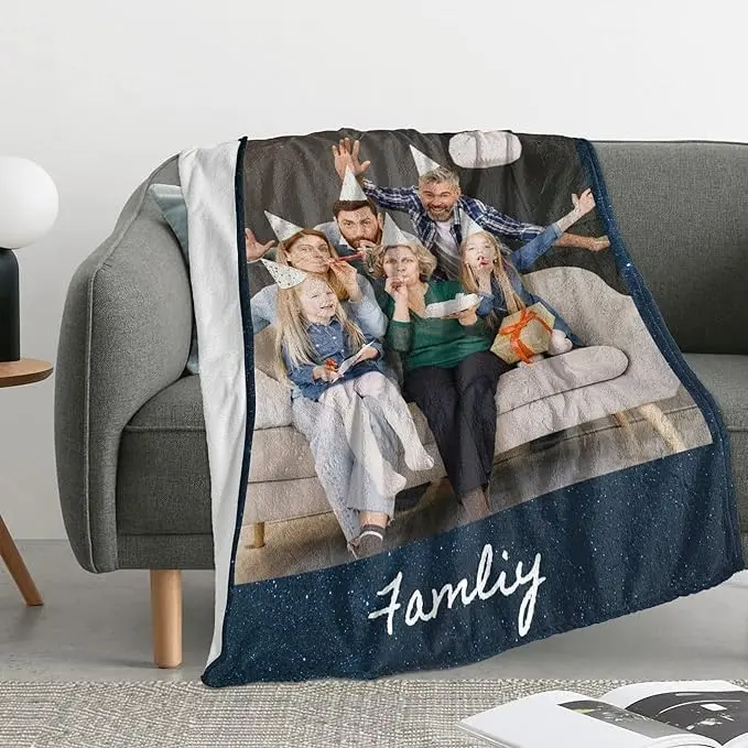 Customized Christmas Blanket for Daughter Son (Full-Size) Personalized Blankets Throws Fleece Custom Blanket with Picture for Customized Gifts 10 Photos Available