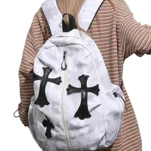 Dark aesthetic cross backpack - niche trendy large capacity school bag, middle and high school student backpack, versatile travel laptop backpack