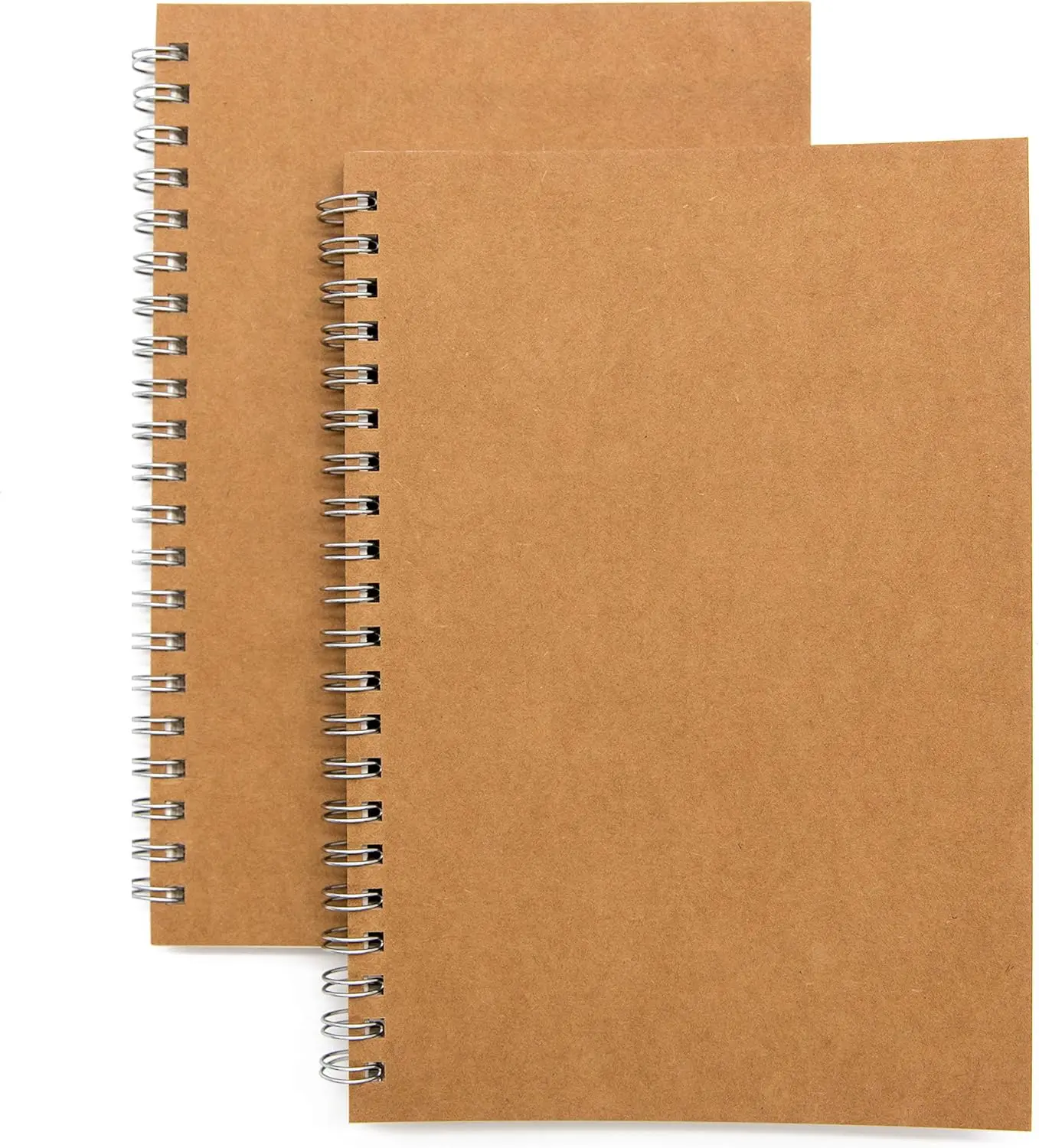 2-Pack Soft Cover Spiral Notebook Journal Blank Sketch Book Pad Wirebound Memo Notepads Diary Planner Unlined Paper 100 Pages 50 Sheets 7.5 inch x 5.1 inch Brown