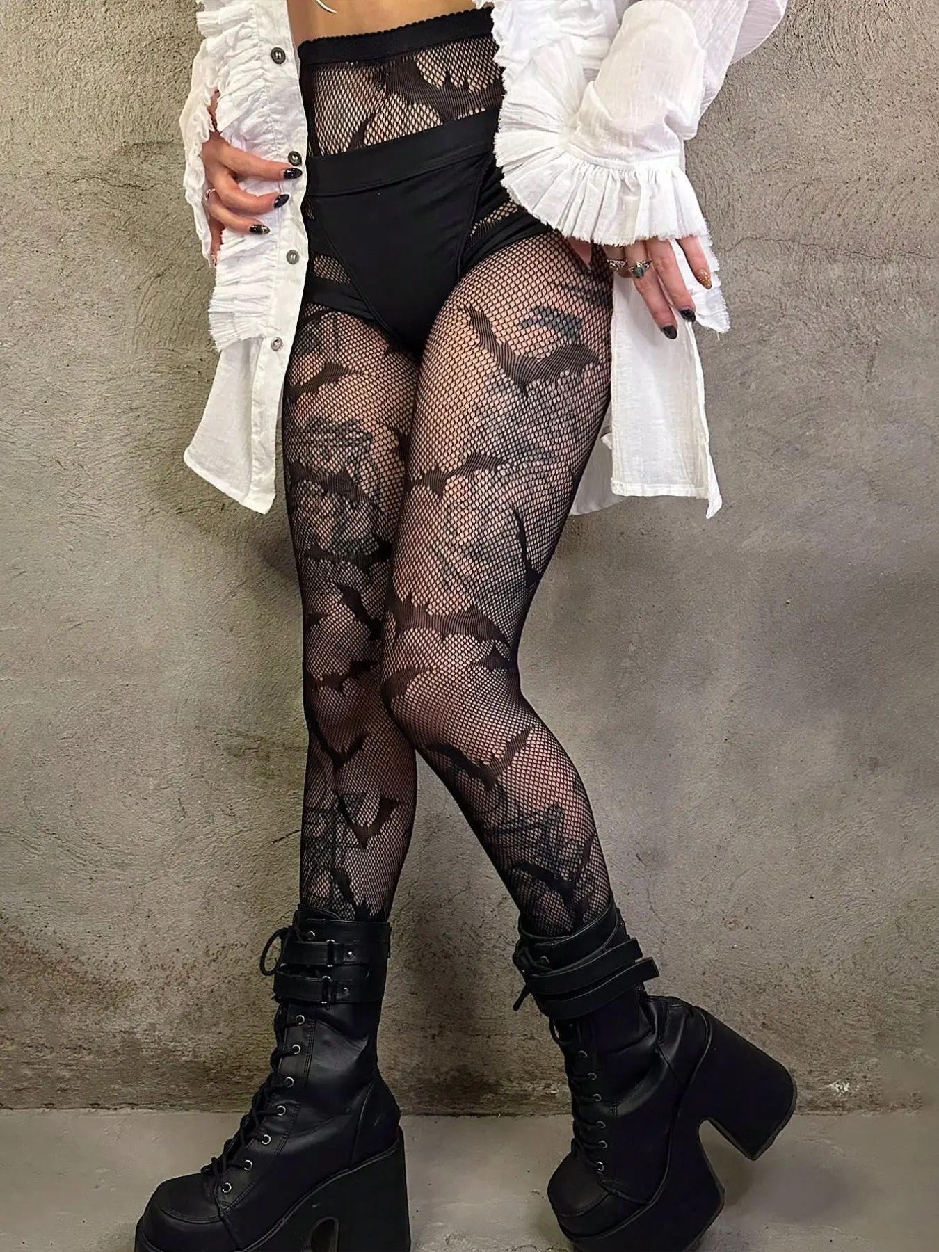 Women's Bat Fishnet Stockings, Transparent Net Socks, Fashionable Thin Underwear Pantyhose, Tights, Bar Rave Music Festival Wear, Womenswear, Mesh, Lady