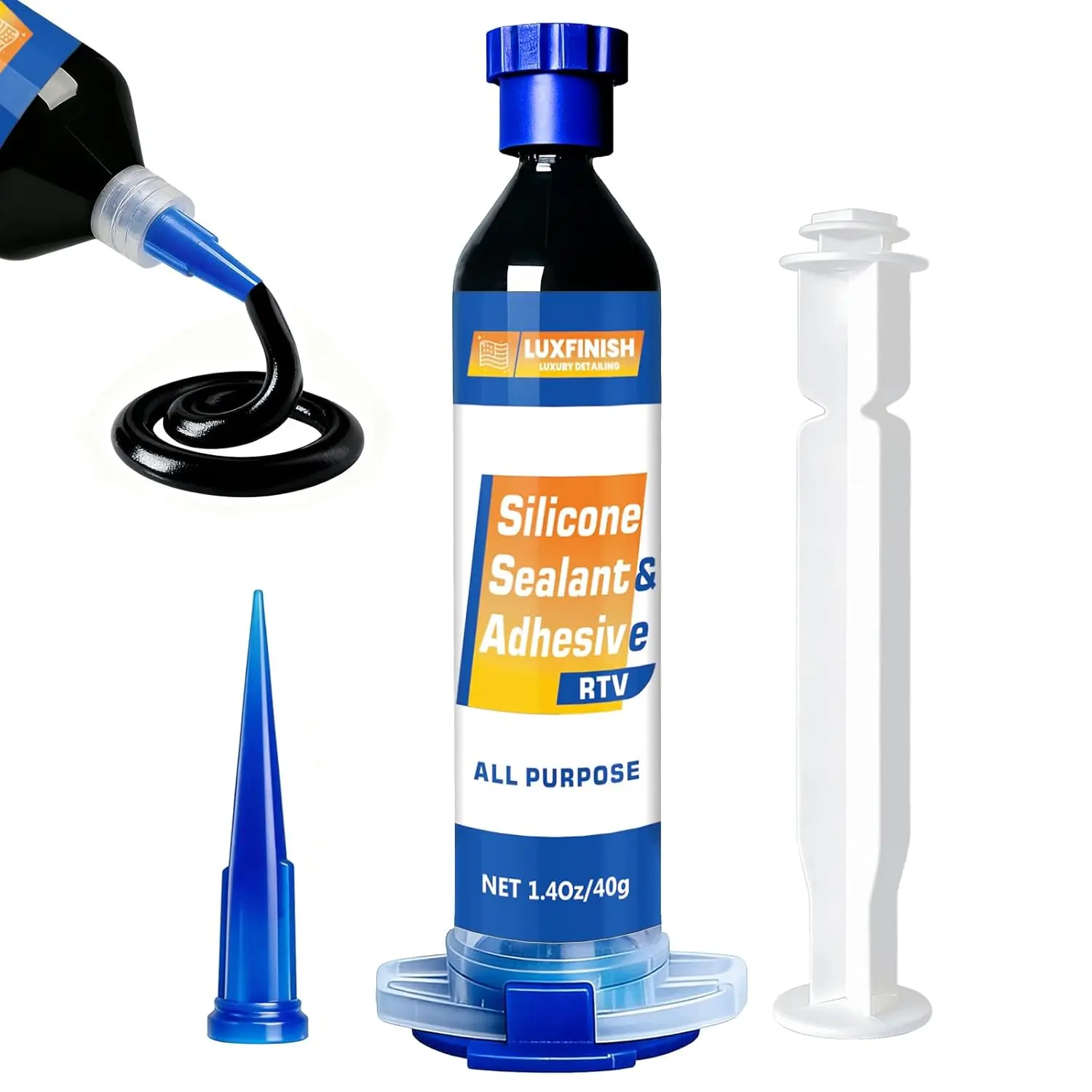100% Waterproof Silicone Sealant Adhesive Silicone Caulk for Automotive Window Bathroom Kitchen High Bond Shrink & Crack Resistant Black 1.4oz/40g