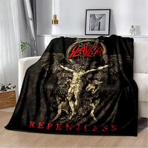 Slayer Heavy Metal Band Blanket Ultra Soft Flannel Cozy Warm Bedroom Couch Sofa Home Travel Throw Cover Decor Birthday Gift Christmas Gift for Rock Fans Teens Men Women Kids Thrash Metal Logo Style