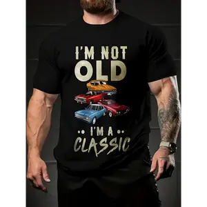 Men's Cotton Graphic Tees, Trendy Casual Sports T-shirts with Multi-Color Car Print, Summer Cool Short-Sleeved Regular Round Neck Comfortable Outdoor Top, 90s Y2K Funny Christian Style, COD Eligible, Cotton Material, Tropical, Shortsleeve