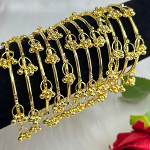 Desi Elegant Set Of 12 Pieces Gold Viral Kashmiri Ghungroo Bangles