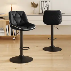 Bar Stools Set of 2, Adjustable Swivel Counter Height Bar Stools with Back, Armless Modern Barstools for Kitchen Island & Home Bar, Upholstered Seat