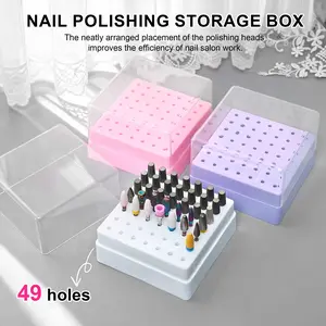 49 hole new pink nail polishing head storage box nail polishing head box display rack cleaning dustproof display box storage box tool storage box Durable Storage Organizer