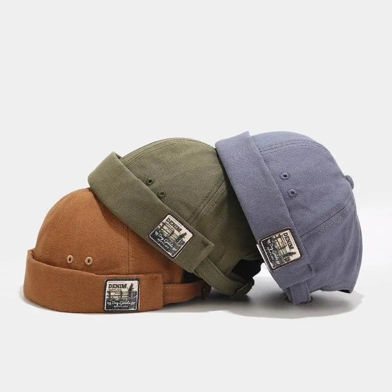 Denim Brand Unisex Brimless Hats Visor-Less Sailor Skullcap Beanies Viral Trucker Green Berets Men Casual Stackable Caps for Everyday Use - Headwear