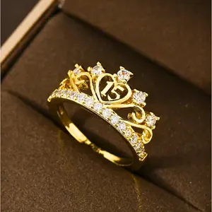 1pc Queen Crown Heart Shape Zirconia Stone Ring, Suitable For Anniversary, Birthday, Graduation Gift, Christmas Gift