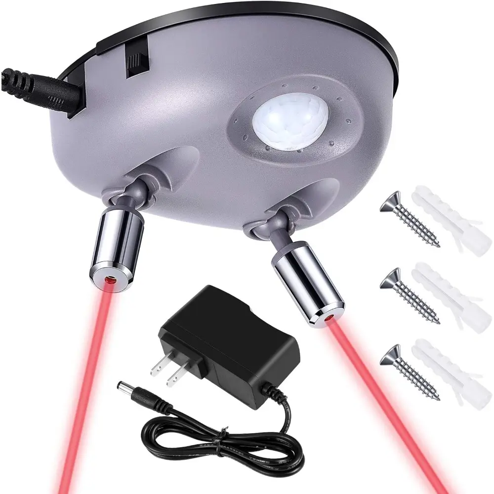 2-Piece Dual Laser Garage Parking Assist Sensor for Cars & SUVs, ABS Plastic, Ceiling Mount, 360° Rotation, American Regulation, Dual Power Supply (Batteries & Power Adapter Included), Novice Reversing Aid (Note: Rechargeable Option Not Included)