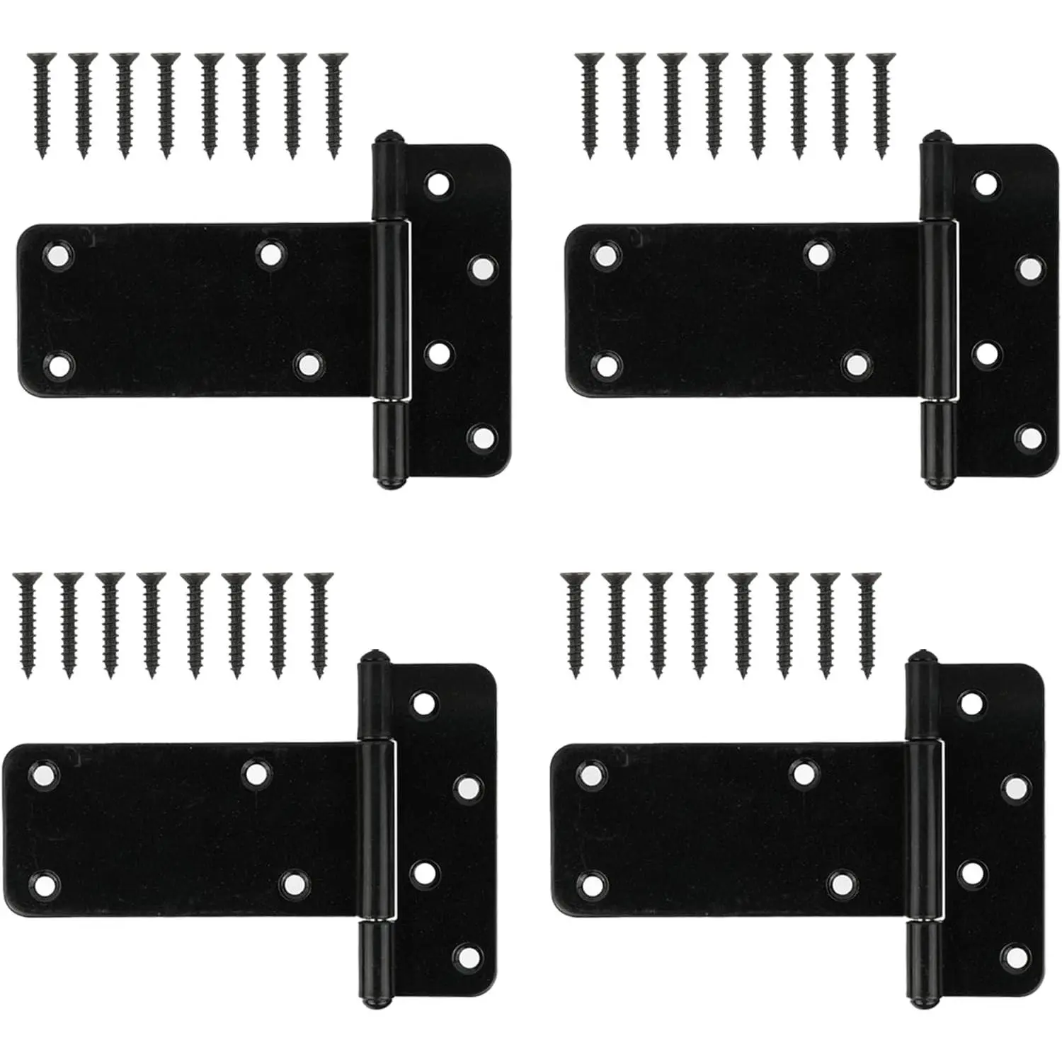 5" Heavy Duty Wrought Iron Gate Hinges, 4 Pack, 260 lbs Capacity Black Indoor/Outdoor Door Hinges for Wooden Fences/Barn Doors, Includes Screws