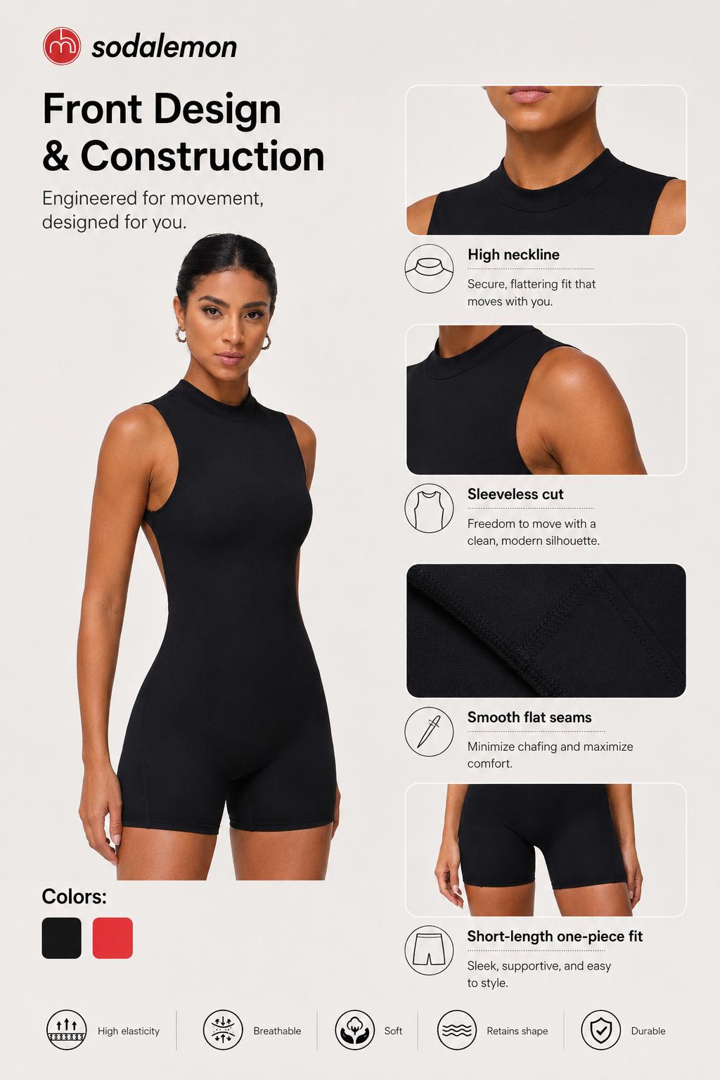 Women's Solid Color Tight-Fitting Jumpsuit, Half Zip Sleeveless Backless Design, High Stretch Yoga Fitness Jumpsuit,back to school,back to school haul