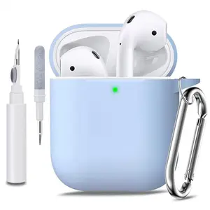 AirPods 2nd/1st Soft Silicone Case with Keychain and Cleaning Pen, Durable Full Coverage Protection